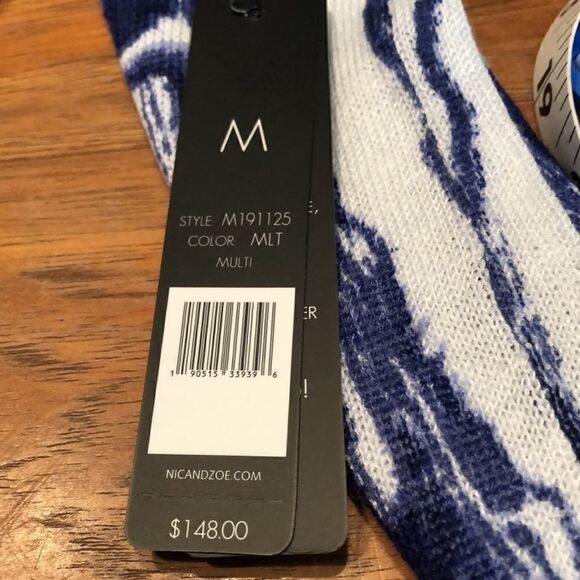 NIC + ZOE Sail Away sweater, printed by hand, 3/4 sleeve, ties in back. Cute - Picture 9 of 9